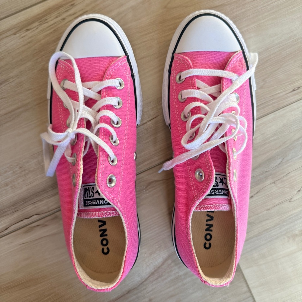 Converse Pink Low-Top Canvas Sneakers with White Trim